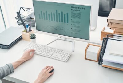 Woman looking at her 401k charts.